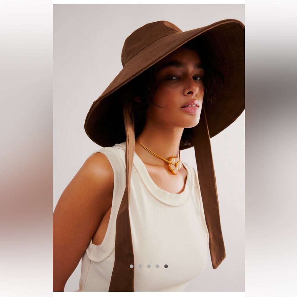 Free People Brown Wide-Brim Hat